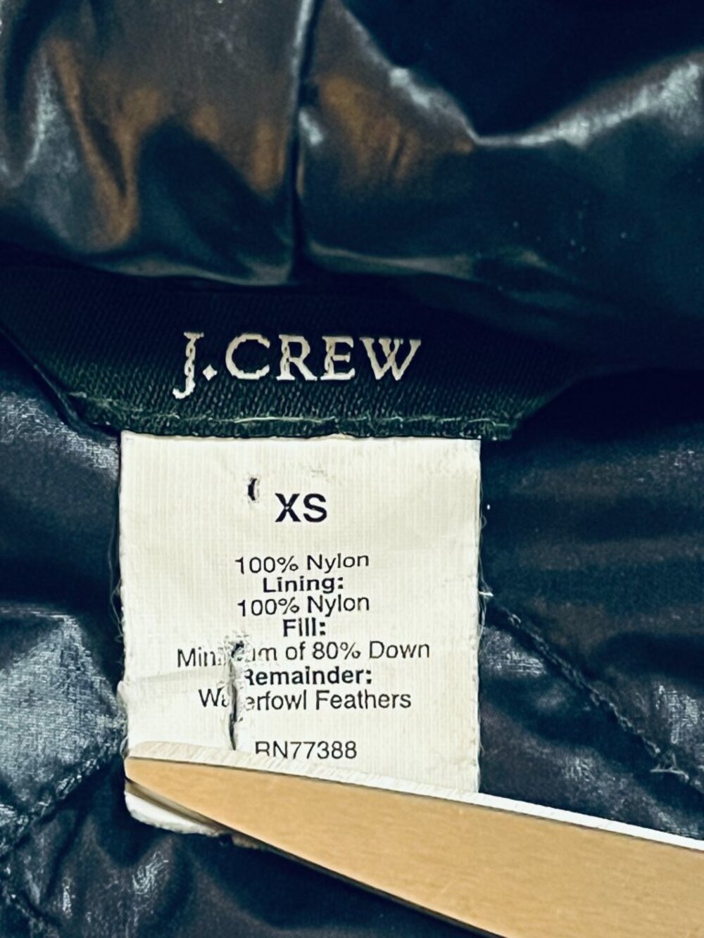 J.Crew Womens Navy Quilted Down Puffer Jacket Hooded Double Breasted XS 34250 - Picture 2 of 6